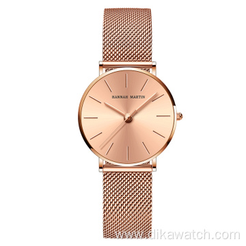 Hannah Martin CC36 Stainless Steel Band Japan Quartz Movement Waterproof Women Full Rose Gold Ladies Luxury Wrist Watch